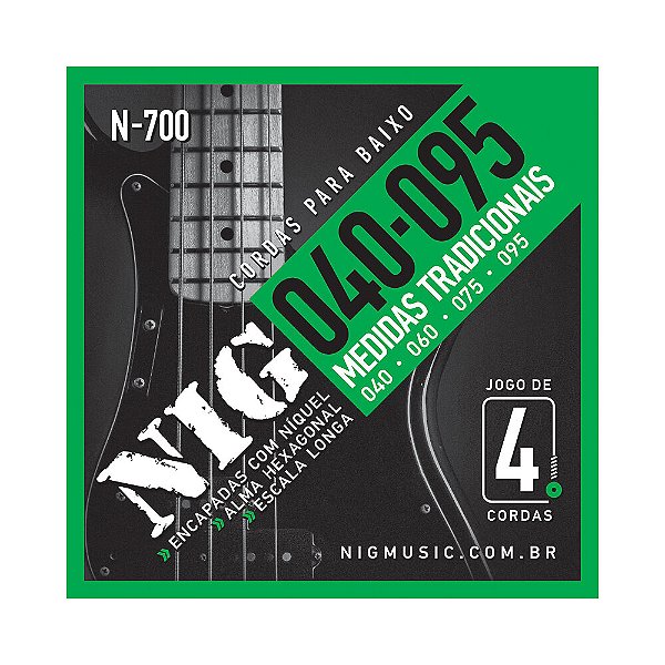 Encordoamento Baixo 4 Cordas 040-095 NIG N700