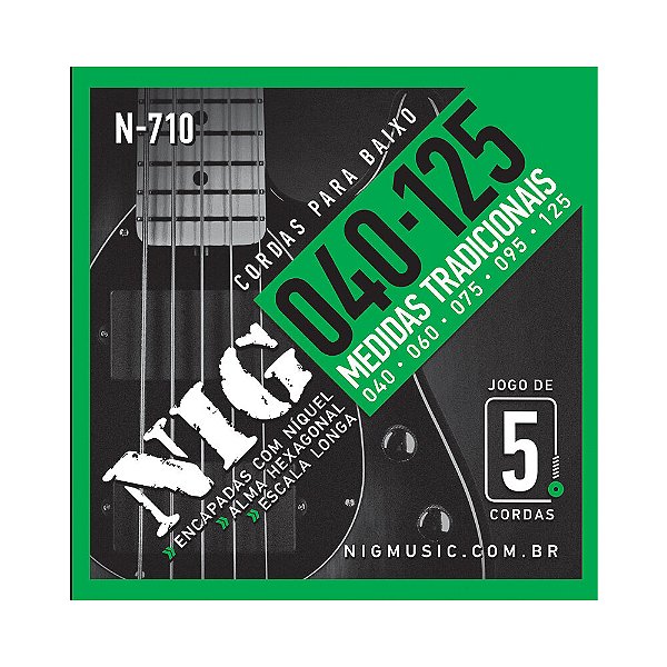 Encordoamento Baixo 5 Cordas 040-125 NIG N710