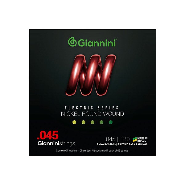 Encordoamento Baixo 5 Cordas 045 Leve Giannini GEEBRS5