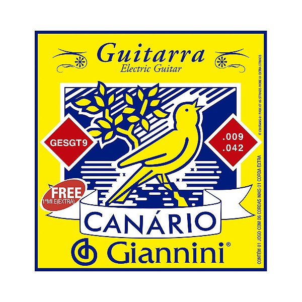 Encordoamento Guitarra 009 E extra Giannini Canário GESGT