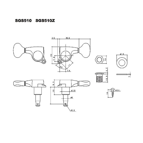 Tarraxa Blindada (L3+R3) Cromada (6 Peças) Gotoh SGS510-A07