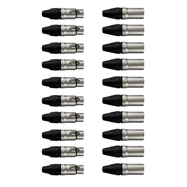Kit Conectores Xlr 1003 1013 20un (10 Machos/10 Femeas) Wireconex