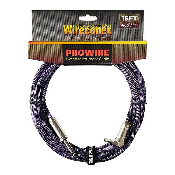 Cabo P10 Prowire Em L Tweed Preto/lilás 3,05m Wireconex