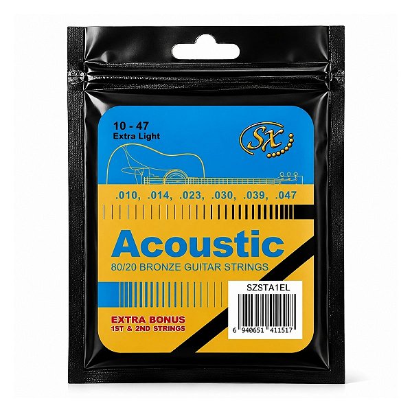 Encordoamento Violão Aço 010 Light Sx