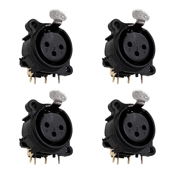 Kit 04 Conectores Xlr Femea P/ Pci 3 Polos Wc 4046 Wireconex
