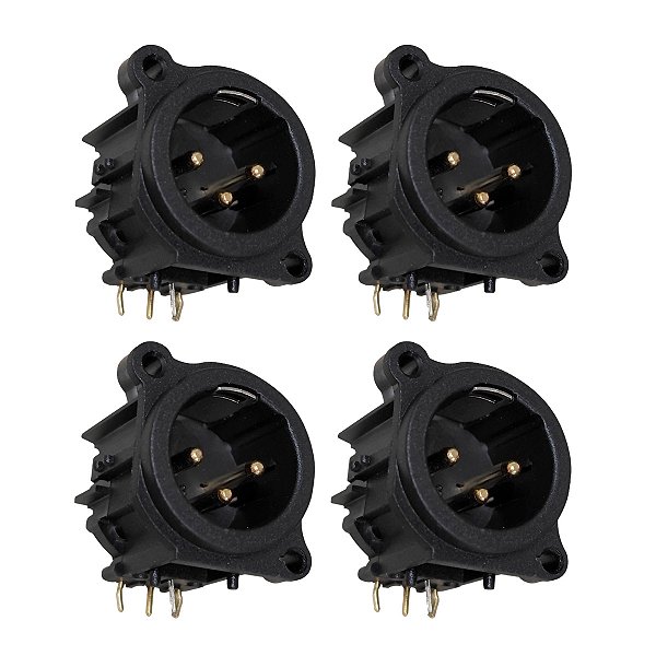 Kit 04 Conectores Xlr Macho P/ Pci 3 Polos Wc 4050 Wireconex