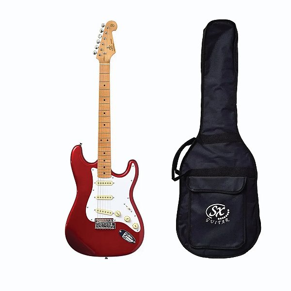 Guitarra SX Vintage Serie Plus SST57 CAR Candy Apple Red com Bag