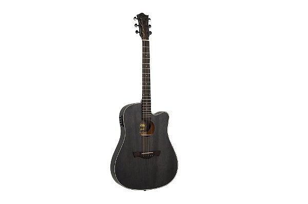 Violão Tagima TBW-400 Folk Slim Cutaway EQ Aço Okoume Preto