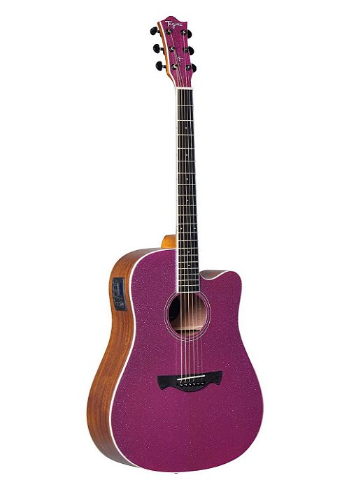 Violão Tagima Safir Pink Glitter EQ Aço Cutaway All Sapele DPSK