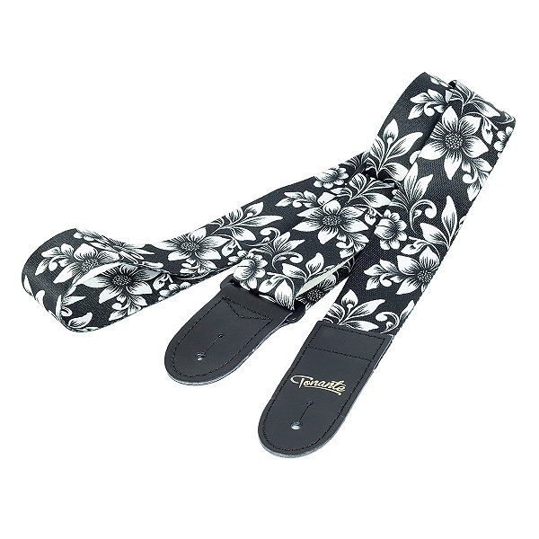 Correia Poliéster Floral Branco/preto Tn10s Tonante