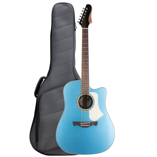Violão Tagima Swell Deluxe Folk Dreadnought Cutaway EQ Aço Lake Placid Blue com capa