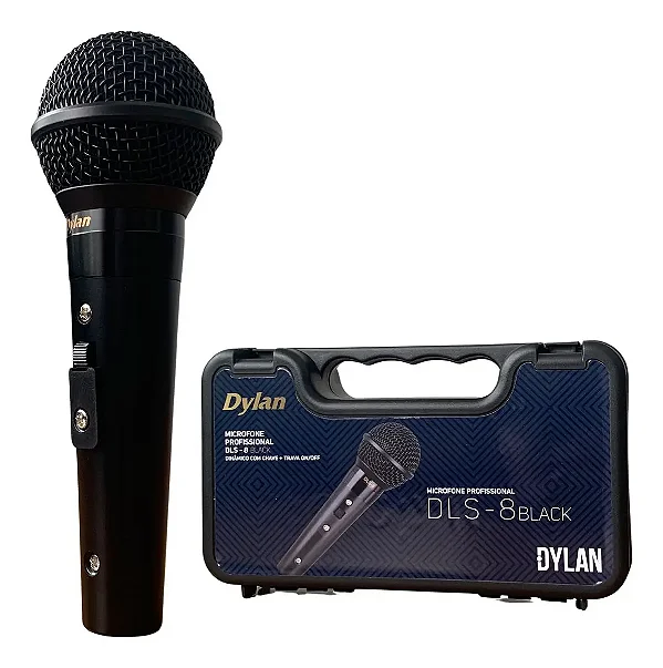 Microfone Dylan com Fio DLS-8 Black Dinâmico Cardioide