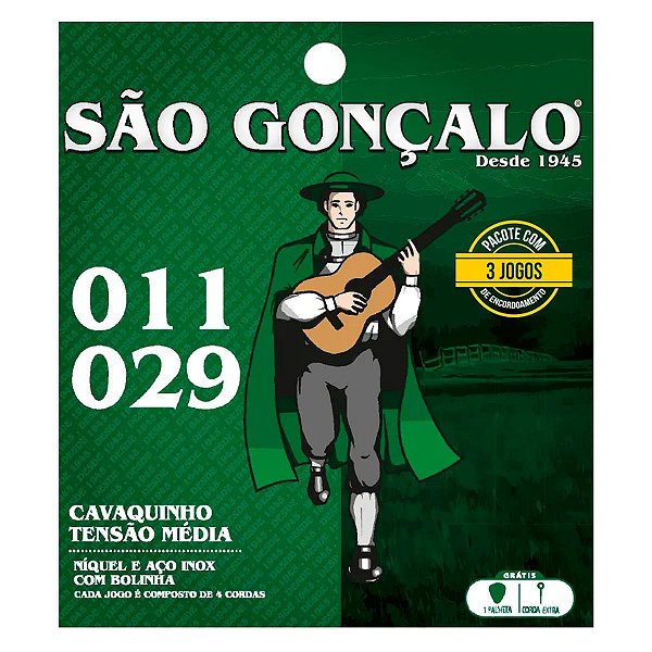 Encordoamento Cavaco Niquel Com Bolinha 0.029 Pacote 03 Unidades São Gonçalo