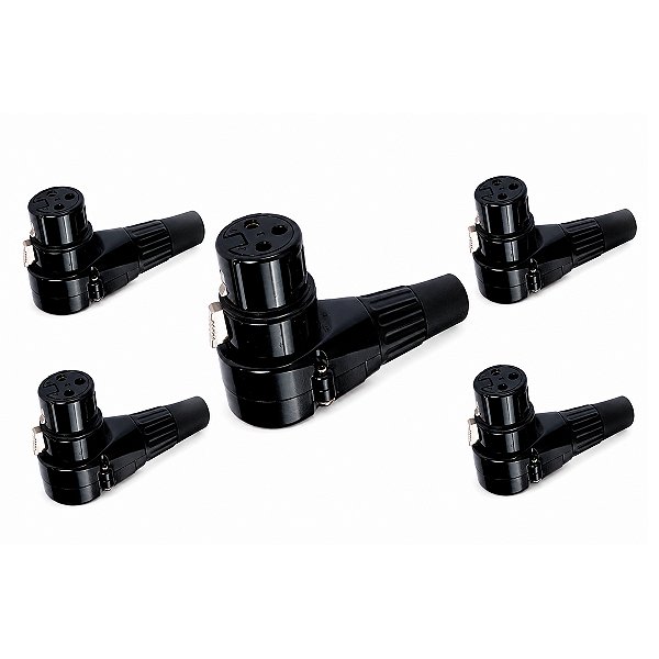 Conector Xlr Femea 90 Graus Preto Storm 05 Unidades