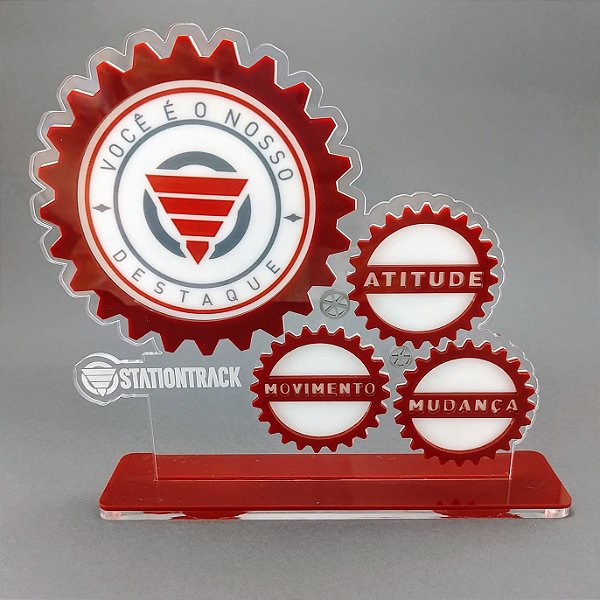 Troféu em Acrílico Engrenagem 24cm x 20cm - und