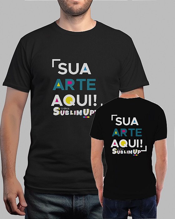 Camiseta Personalizada Frente e Verso Poliéster Preto