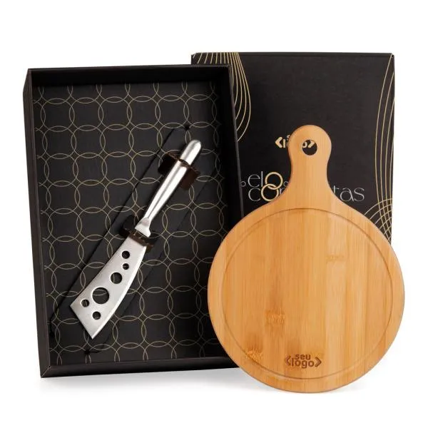 Kit Para Queijo Em Bambu / Inox - 2 Pçs