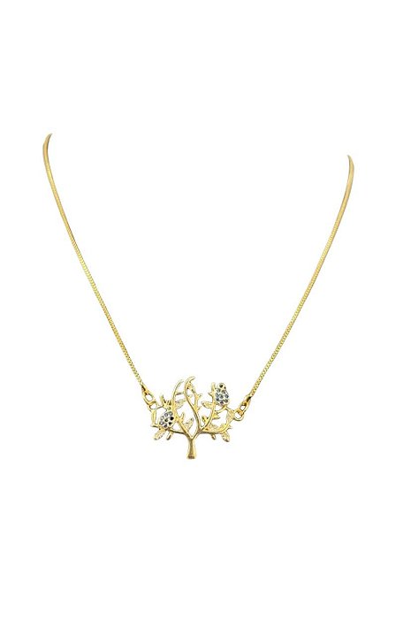 Colar Árvore da Vida Cravejado Banhada a Ouro 18K