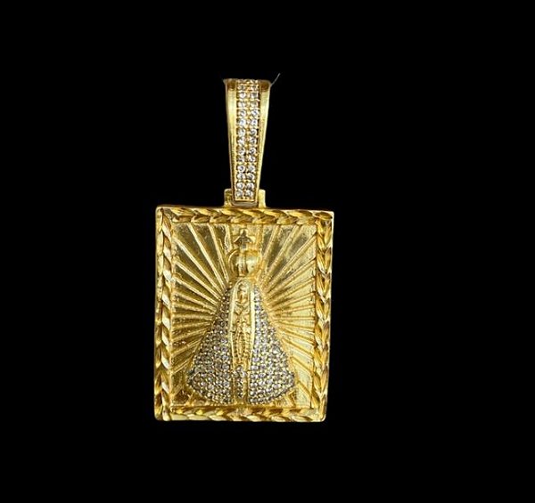 Pingente Nossa Senhora Cravejada Banhada a Ouro 18K