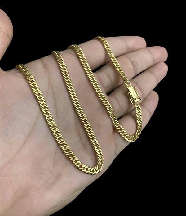 Corrente 5mm Elos Grumet Duplos Banhada a Ouro 18K