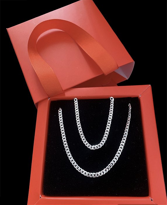 Conjunto Corrente e Pulseira Grumet 3mm 70cm em Prata 925