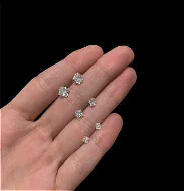 Trio Quadrado de Ponto de Luz em Prata 925