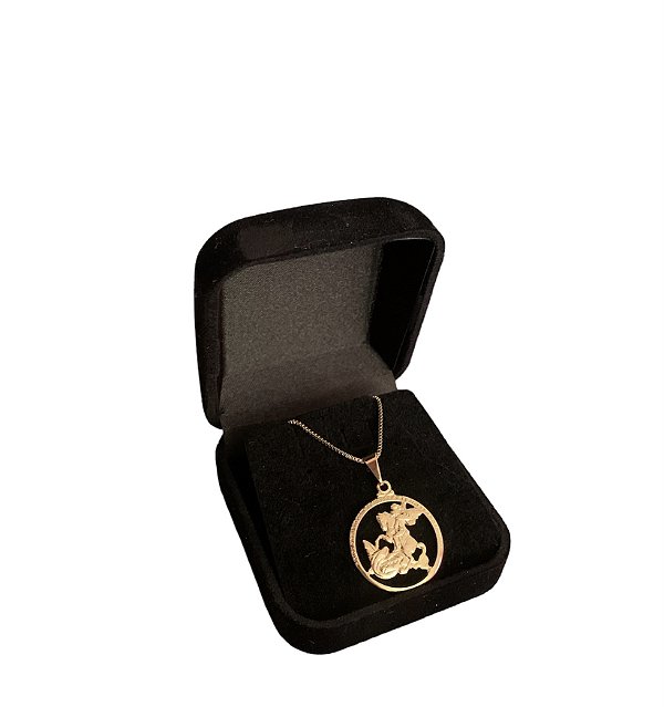 Corrente com Pingente de São Jorge Banhado a Ouro 18K