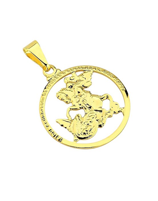 Pingente de São Jorge Banhado a Ouro 18K