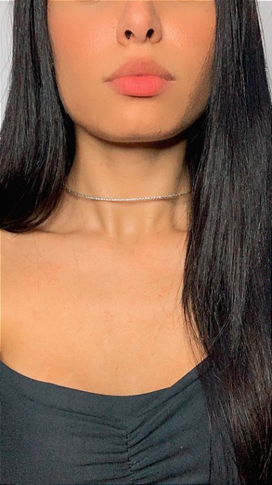 Colar Choker Aro 40cm em Prata 925