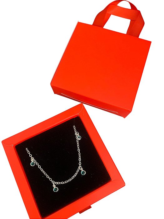 Pulseira de bolinhas penduradas verdes em Prata 925