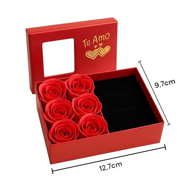 Caixa com Rosas e espaço para joias