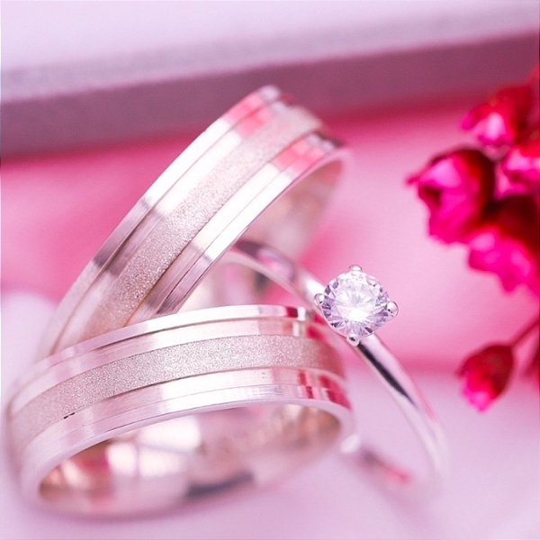 Par Aliança Detalhada 5mm com Brinde