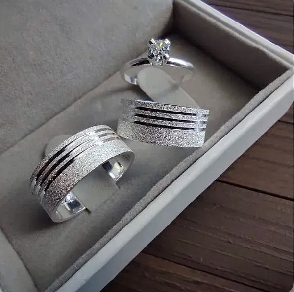 Par Aliança Detalhada Fosca 6mm com Brinde