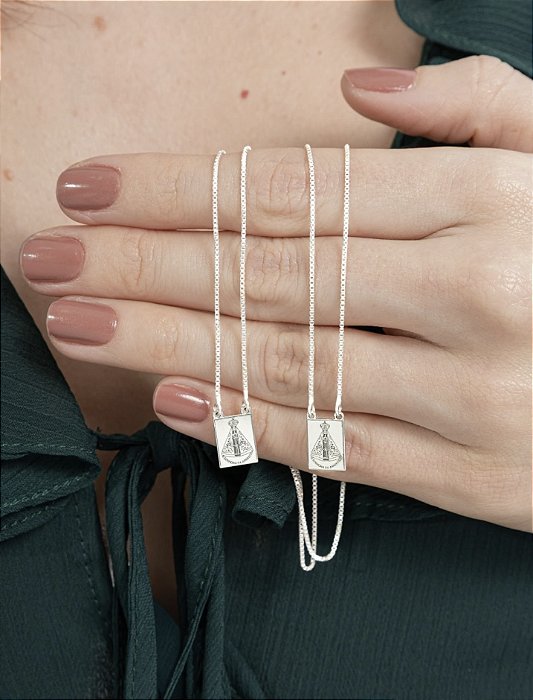 Escapulário mini UNISSEX Nossa Senhora em Prata 925