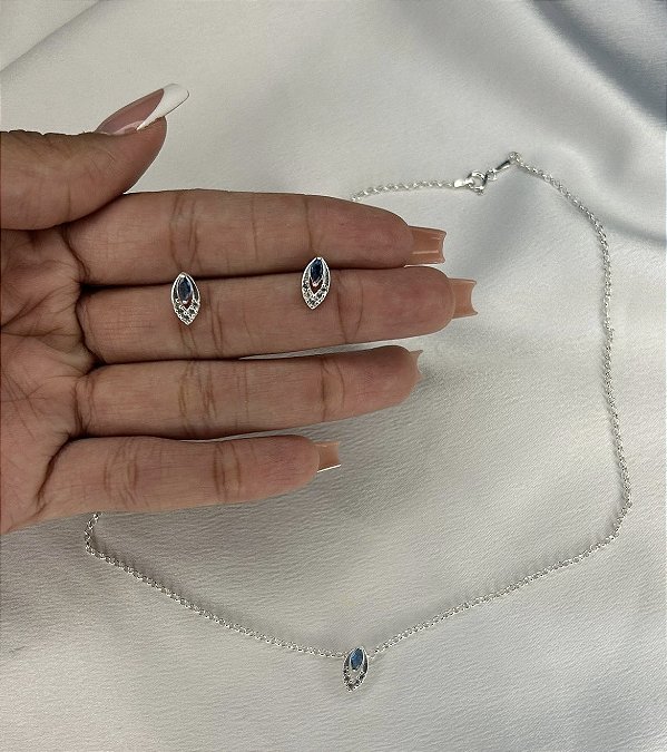 Conjunto Colar e Brinco Elegance em Prata 925