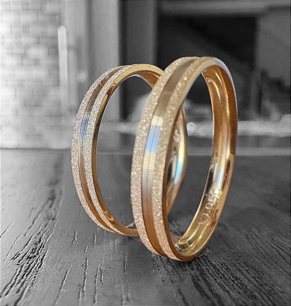 Aliança de Moeda Antiga Fosca com Friso 3 mm (PAR)