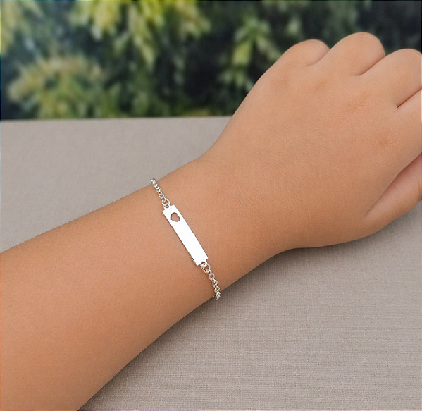 Pulseira Infantil Plaquinha de Prata 925