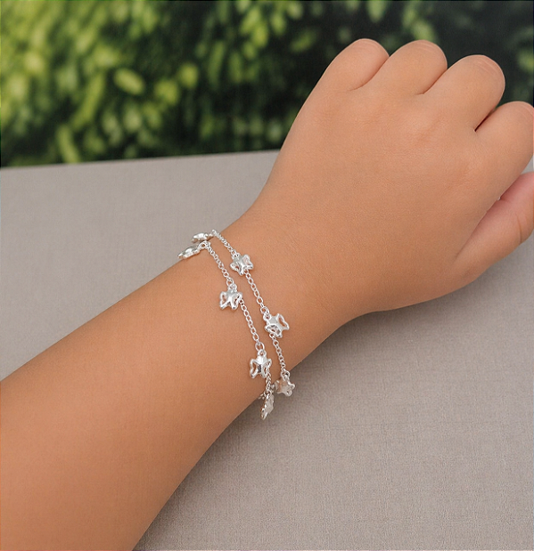 Pulseira Infantil de Borboleta em Prata 925