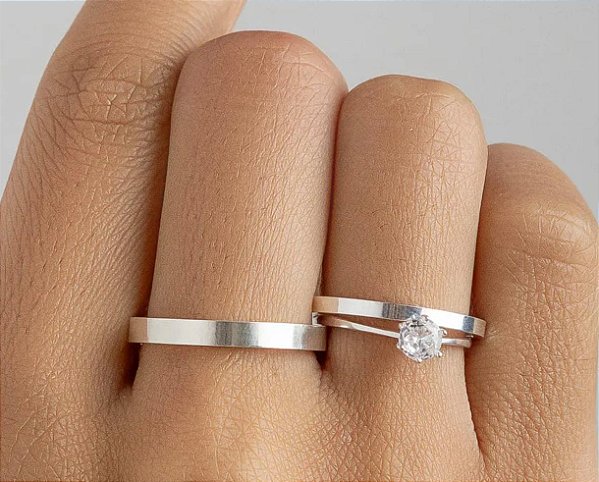 Par Aliança Lisa 2mm e 3mm com Brinde