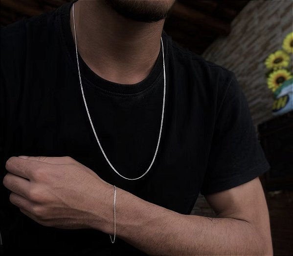 Conjunto Corrente e Pulseira Grumet 1.8mm 70cm em Prata 925