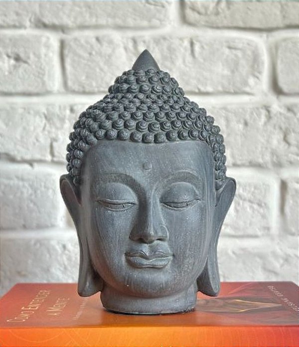 Escultura Decorativa Buda Cinza em Resina (16cm)