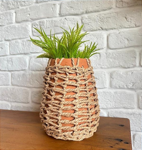 Vaso em Cerâmica com Trama de Papel (P) 18x15