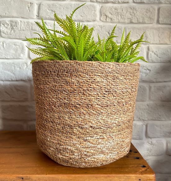 Cachepot para Plantas em Fibra Natural Escura (3 Tamanhos)