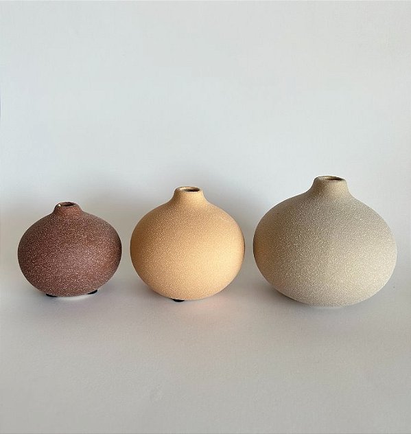 Trio de Mini Vasos Decorativo em Cerâmica (03 peças)