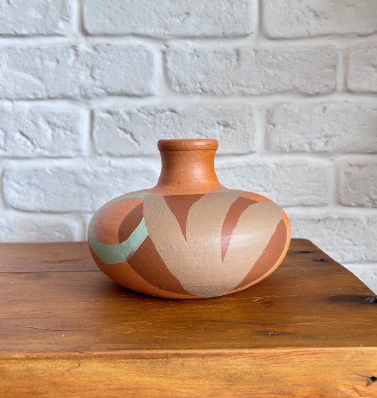 Vaso Moringa Decorativa de Barro com Folha Marrom (11x16) - Jú Amora