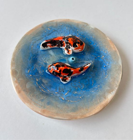 Incensário em Cerâmica Mini Mundo Carpas