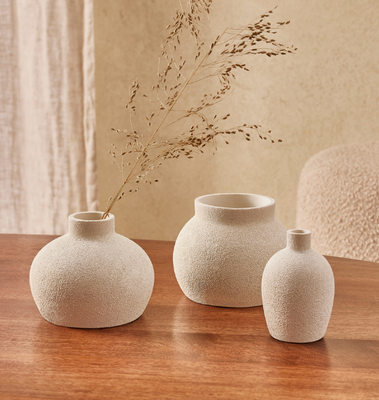 Trio de Mini Vasos Decorativos Off White - Mart Collection