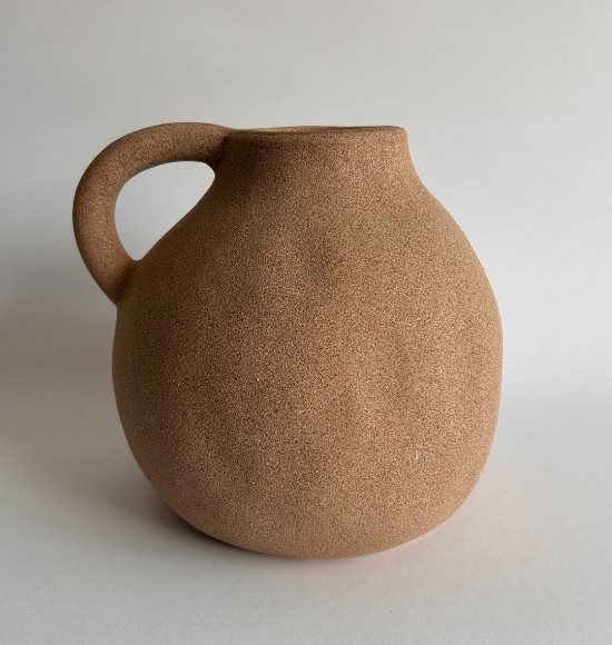 Vaso Decorativo em Cerâmica Areia com Alça (19x22)