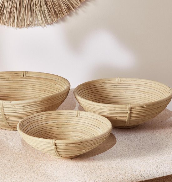 Centro de Mesa Redondo em Fibra Natural (3 Tamanhos)