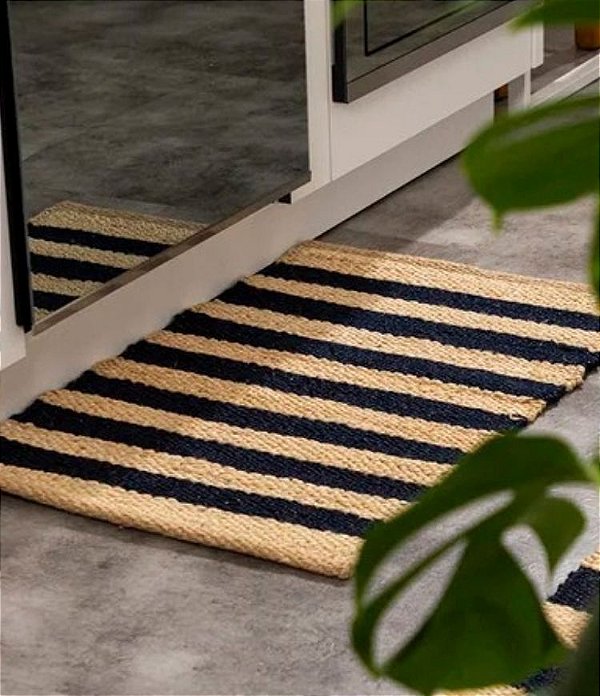 Tapete Artesanal em Juta Natural Listrado (50x80CM)